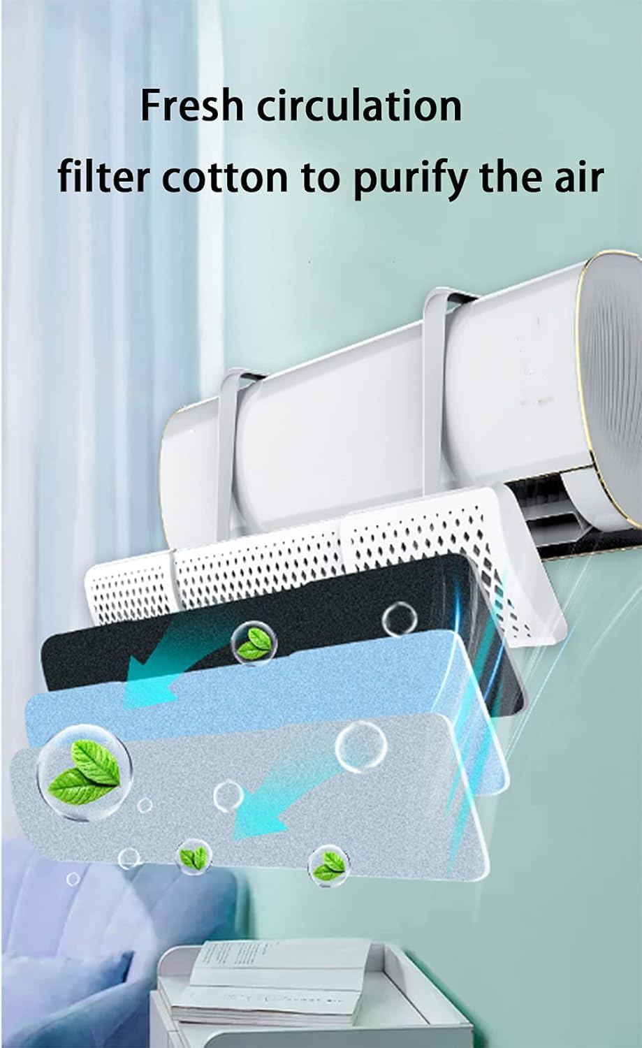 Air Conditioner Deflector - Wall-Mounted, Retractable Windshield Hanger with Filter Cotton - Universal Design for Air Outlet - Anti-Direct Blowing
