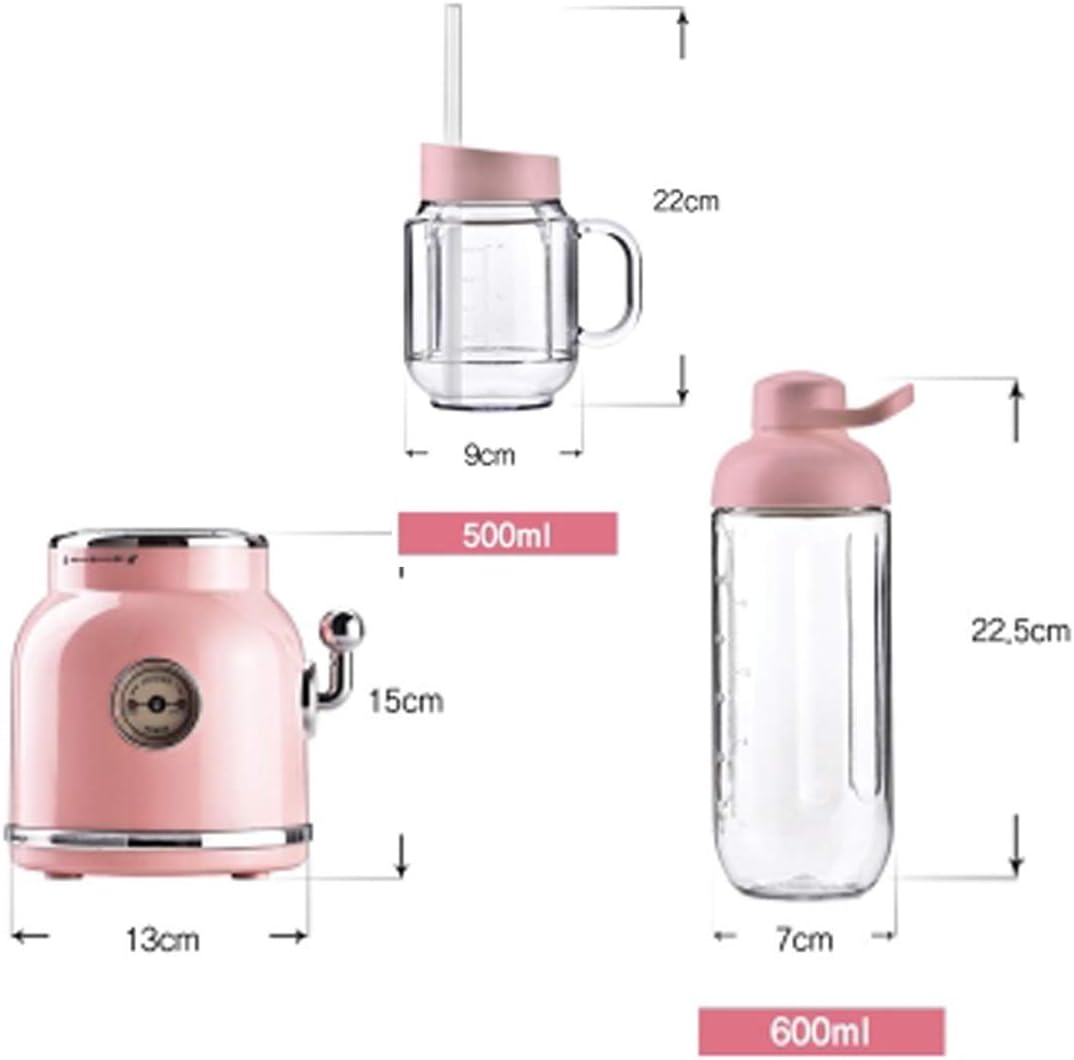 Retro Mini Blender Tritan BPA BPA Free Jar Smoothie Ice Crush Blender 600mL Capacity 220v pink