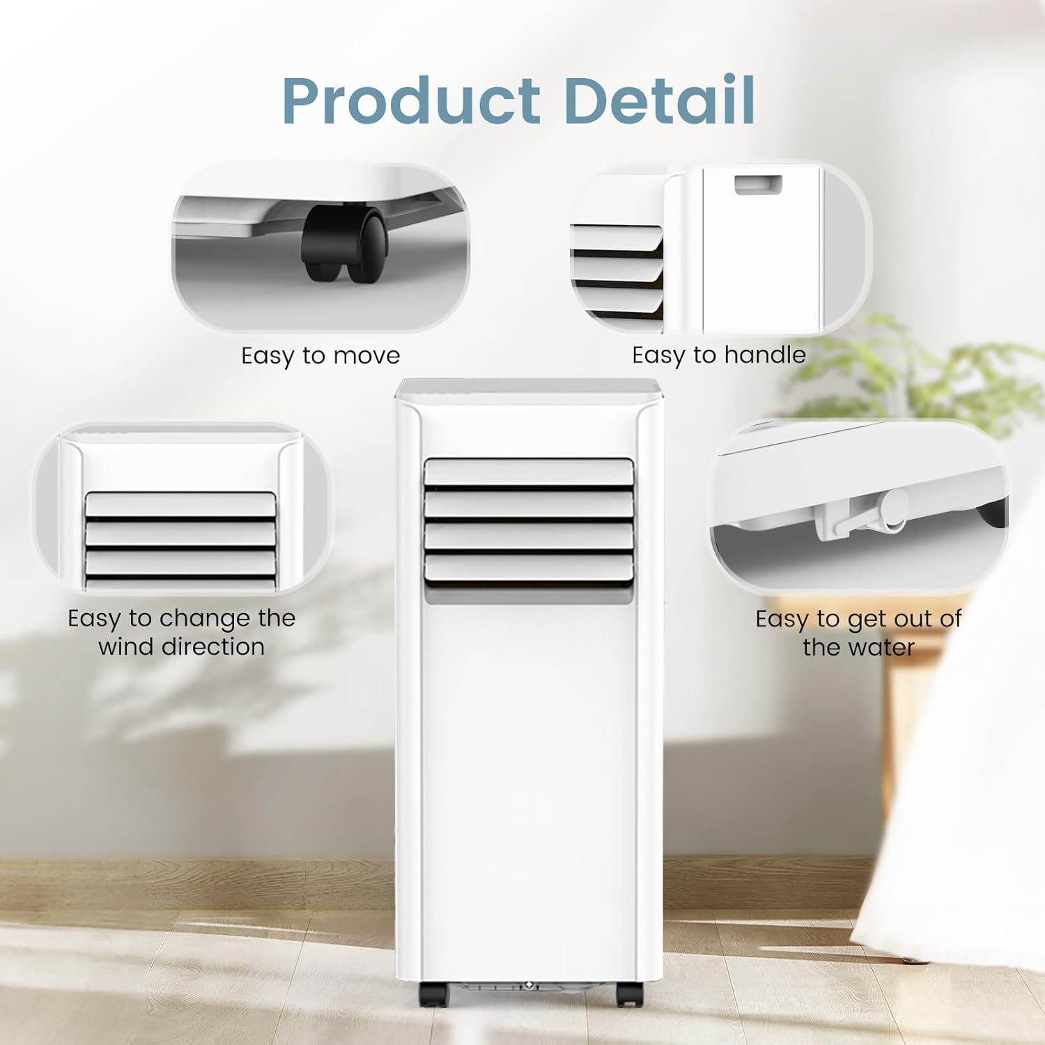 Antarctic Star 10,000 BTU Portable Air Conditioners Cools Up to 450 Sq.Ft, 4 Modes Portable AC with LED Display/Remote/24Hrs Timer for Home/Office/Dorms, White