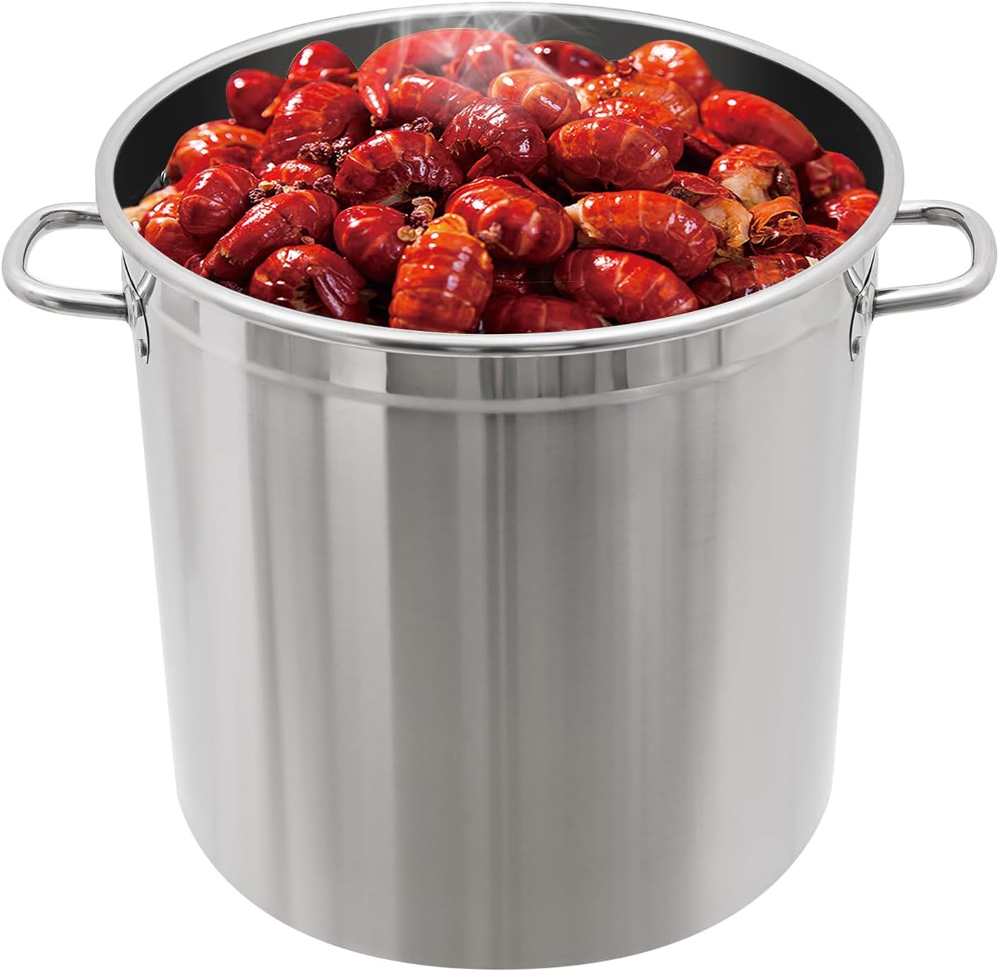 55Qt Stainless Steel Stock Pot, Crawfish Seafood Boil Pot, Outdoor Cooking Pots with Draining Bucket & Removable Lid-carrying Handle for Parties Cafeterias Restaurants