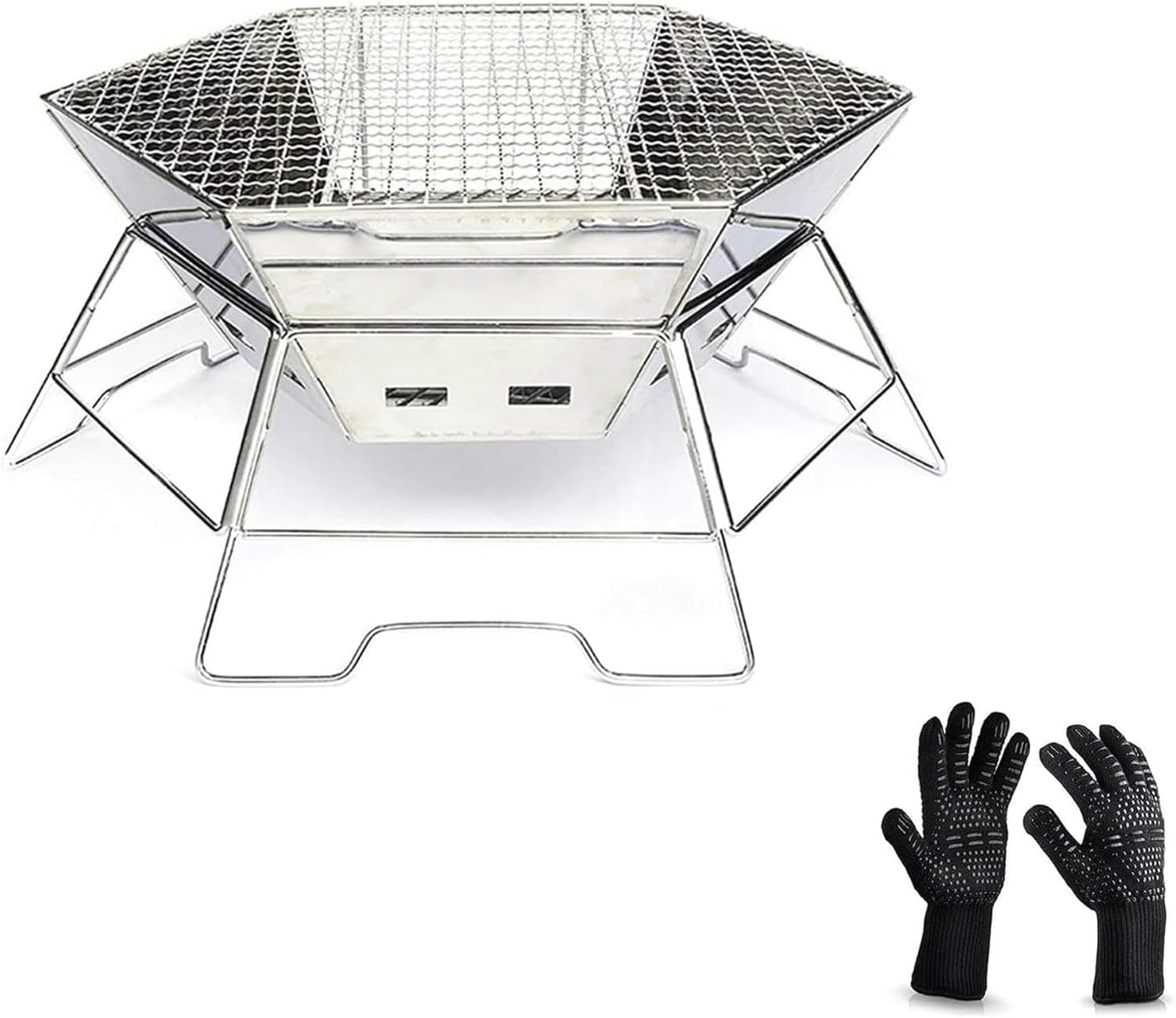 BBQ Outdoor Outdoor Indoor Barbecue Charcoal Portable BBQ Stainless Steel Folding Barbecue Charcoal for Outdoor ing Cooking Camping Hiking Picnics