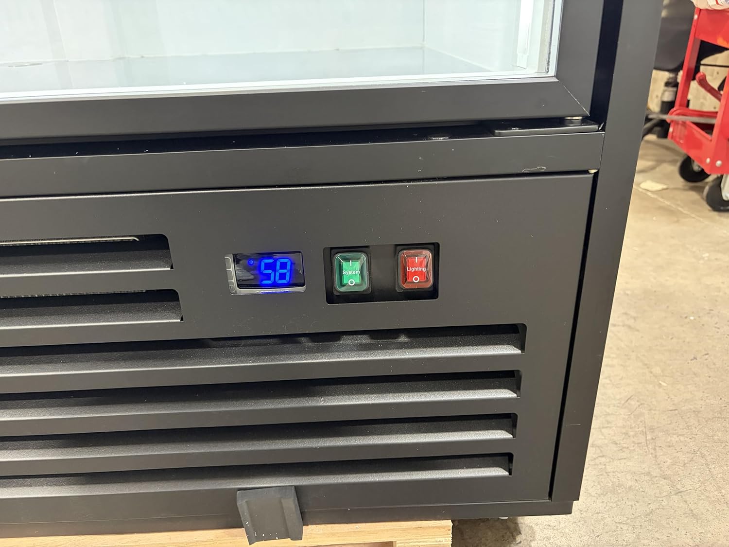 Commercial Beverage Refrigerator Display Fridge,Stainless Steel Merchandiser Two Glass Door Drink Cooler (no canopy) with LED Light Adjustable Shelves,ETL Sanitation,45 Cu Ft,47