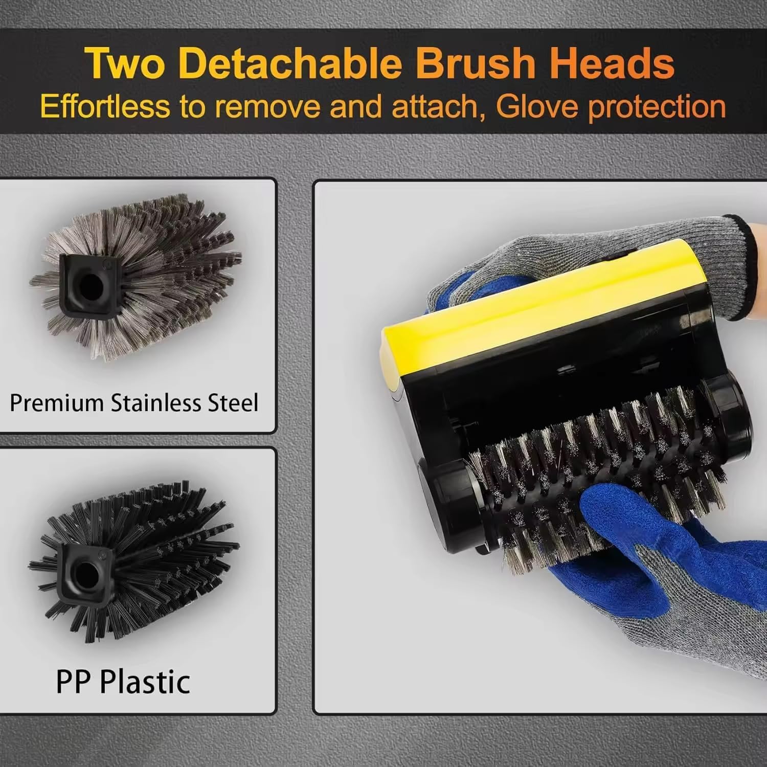 Barbecue Cleaner, Wireless Rechargeable Electric Grill Cleaner, Easy Off Grill Cleaner with Replacement Bristles for Home Barbecue, Outdoor Picnic, Outdoor Lovers