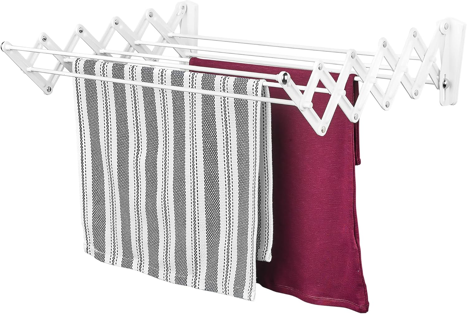 Polder Folding Wall-Mount 24-Inch Accordion Drying Rack, Opens to 18 inches and Folds Closed to 5. 25 inches, White