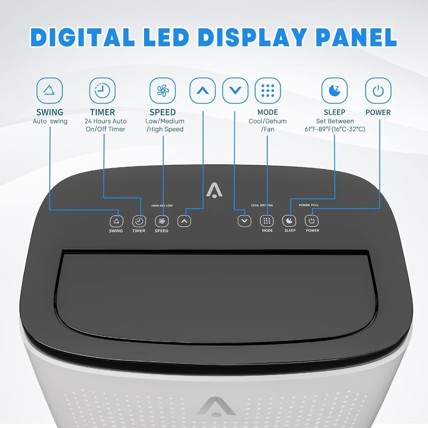 Towallmark 14,000 BTU 3-in-1 Portable Air Conditioner, Cooling, Dehumidifier & Fan, Ultra Quiet 48dB, Sleep Mode, Easy Install (16