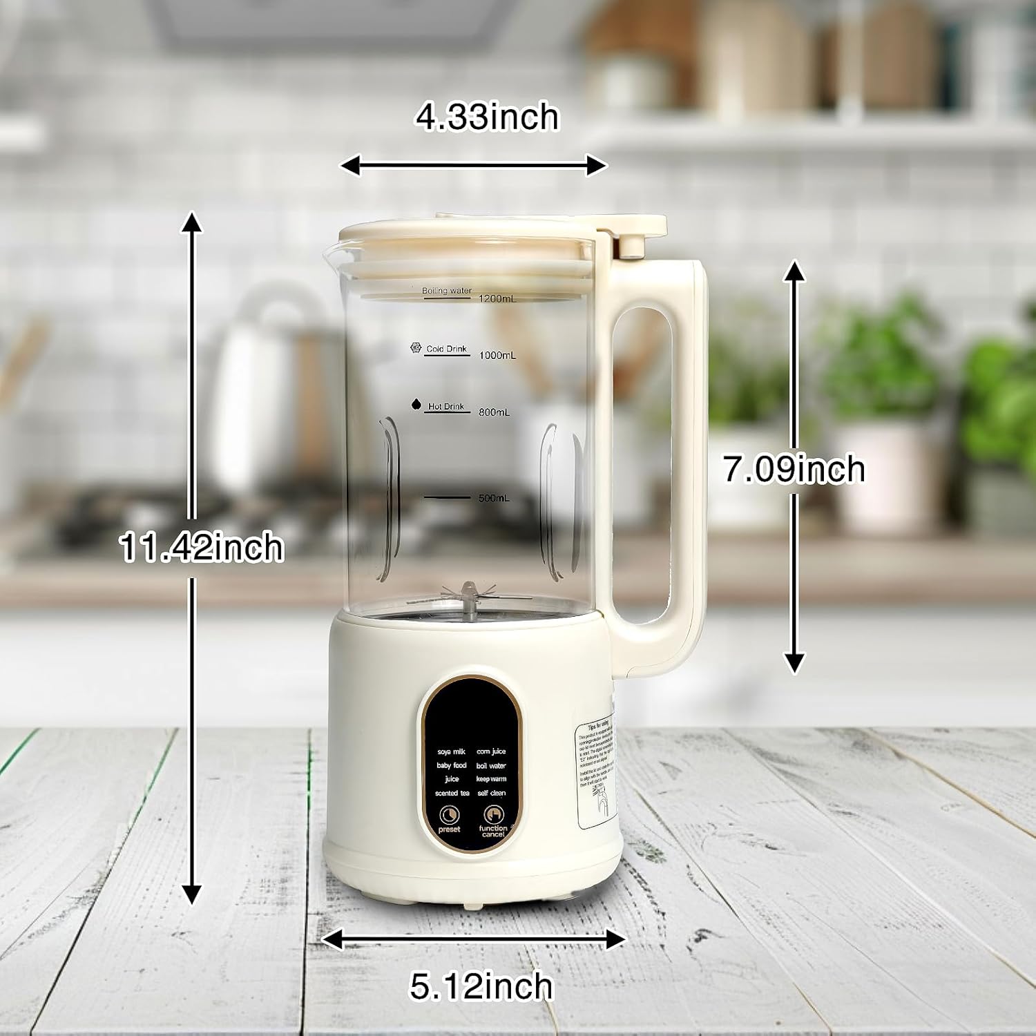 9 in 1 Nut Milk Maker Machine，40oz(1200ml) Automatic Soy Milk Maker Blender for Homemade Oat,Coconut,Plant-Based Milk and Non-Dairy Beverages with Delay Start/Keep Warm/Boil Water