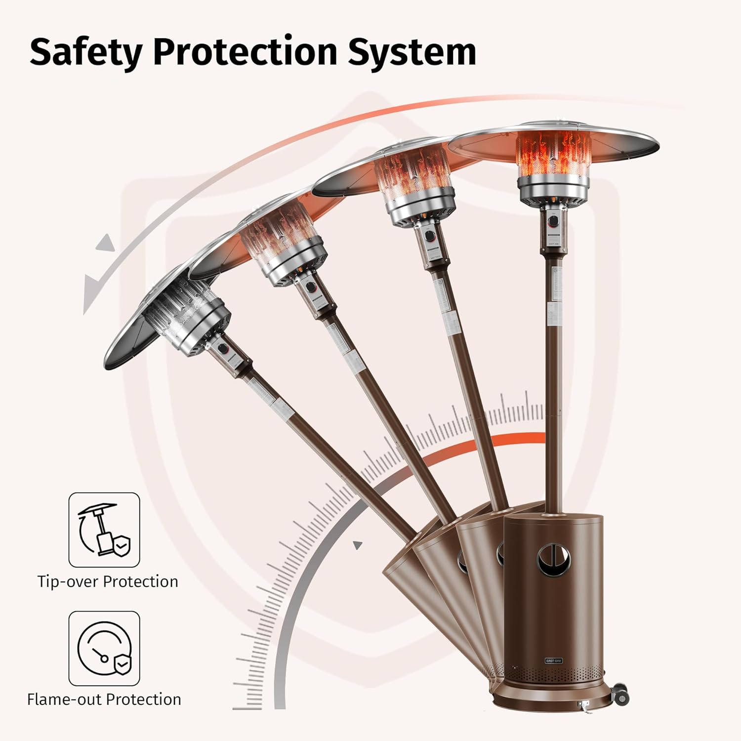 EAST OAK One-Hand Ignition Patio Heater with Enhanced Burner Head, 50,000 BTU Propane Outdoor Heater, One-Person Install, Round Table Design for Porch, Garden, Balcony, Backyard