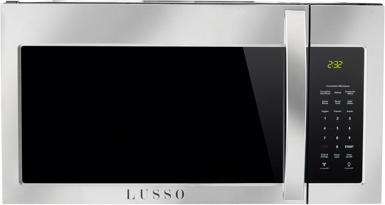 Tough Grade 1.5 Cu. Ft. Over-the-Range RV Microwave with Vent, Light, Sensor Cook, Convection, Rack, Stainless Steel | 120V Compact Microwave Oven with Touchpad Controls & Multi-Level Cooking