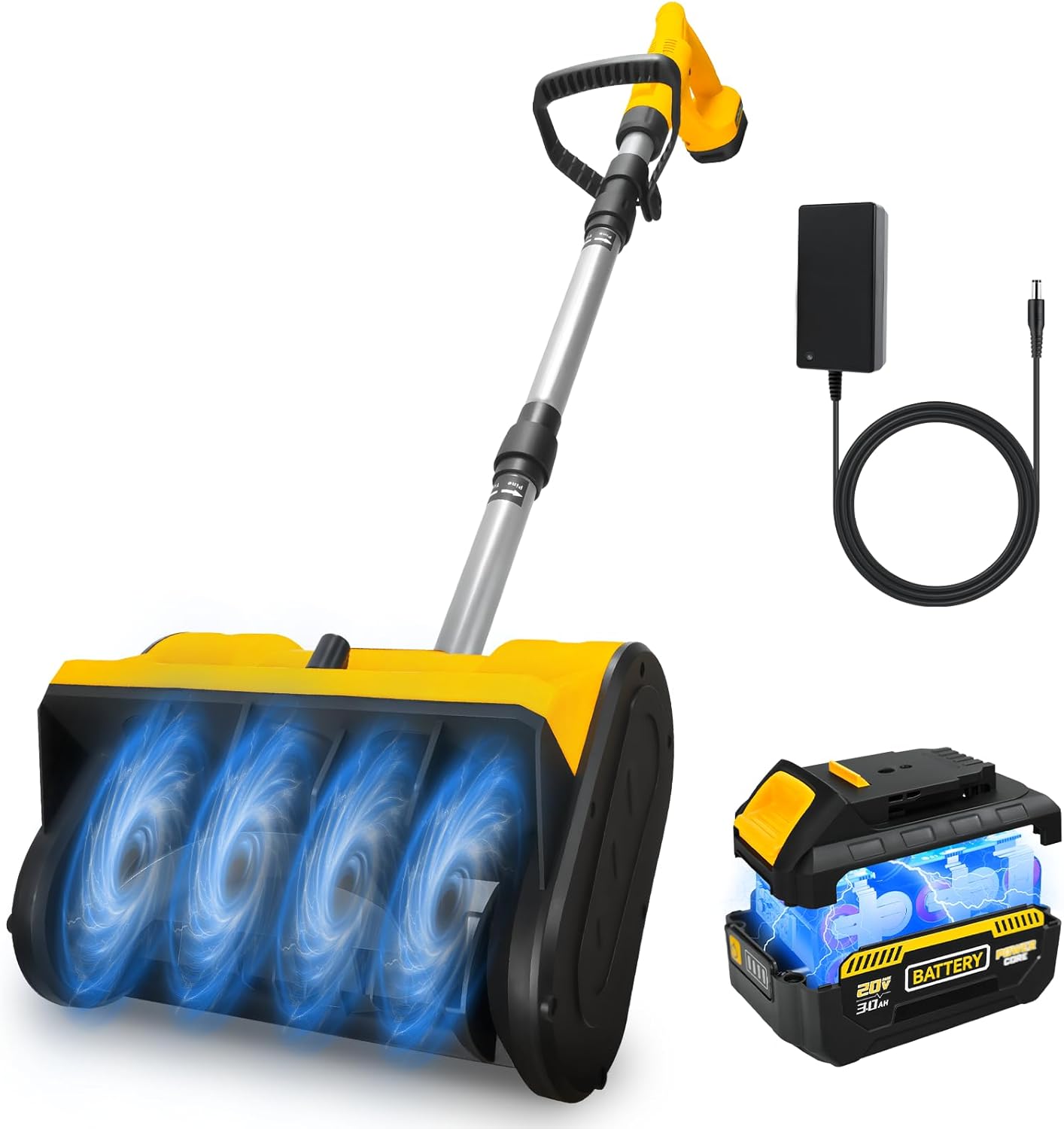 Cordless Snow Shovel Compatible for DeWalt 20V Battery, 20FT Throw Distance, 12.5 Inch Electric Snow Blower with Adjustable Front Handle for Driveway,3.0 Ah Battery & Charger Included