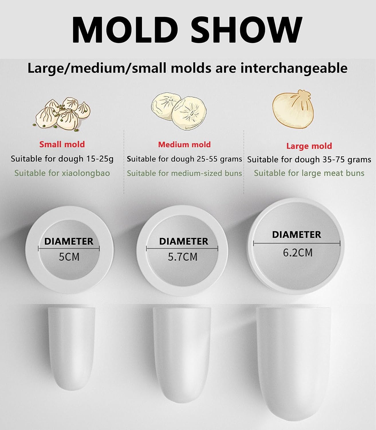 Baozi Maker Machine,Semi Automatic Baozi Making Mold,With Dough Press Machine,Closing Machine And 3*Molds,for Cooking Delicious Baozi