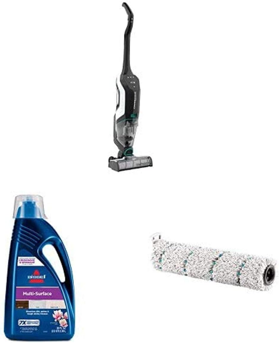 BISSELL 2554A CrossWave Cordless Max All in One Wet-Dry Vacuum Cleaner with 2787 Mulit-Surface Brush Roll and 1789G MultiSurface Floor Cleaning Formula (80 oz)