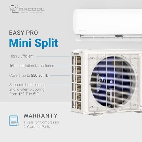 MRCOOL 12000 BTU 115V Ductless Inverter Mini Split Air Conditioner & Heat Pump System, Easy Pro Series - Wall-Mounted AC Unit w/Heating and Cooling for Home, Office & Commercial Space