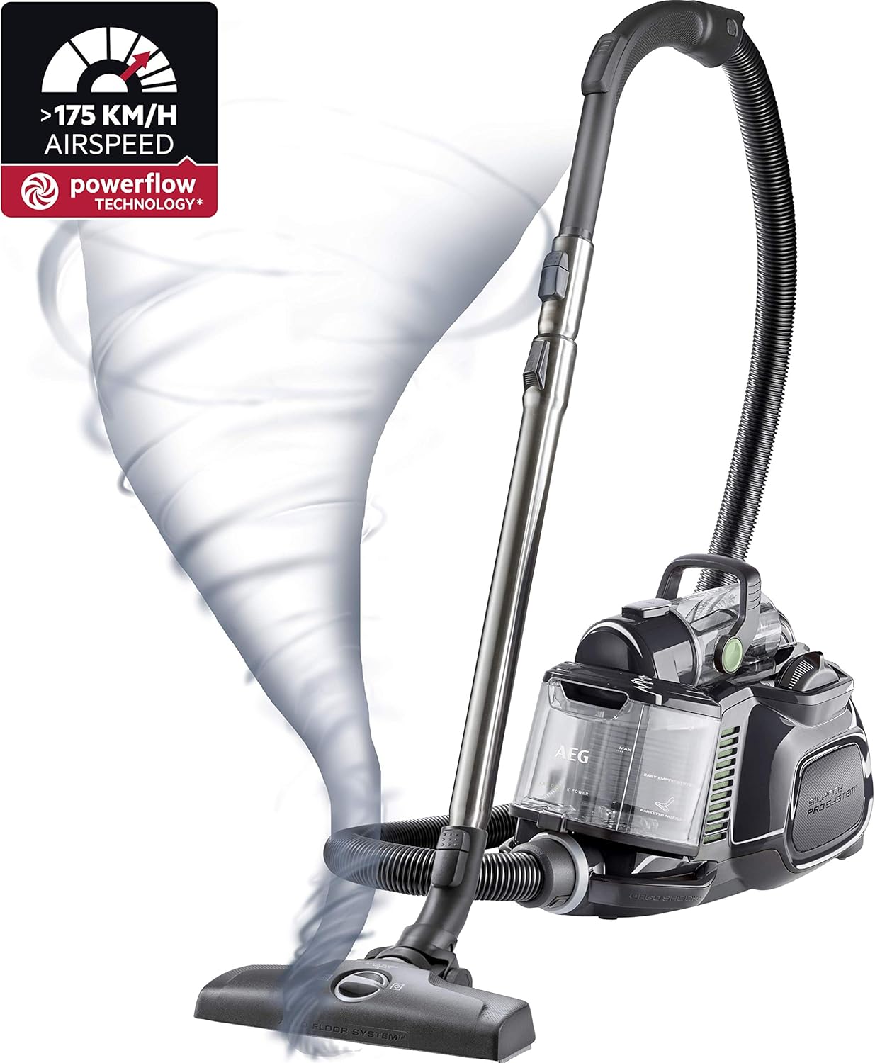 AEG LX7-2-ÖKOX Vacuum Cleaner Bag Free (55% Recycling Material, Including Additional Attachments, 750 Watt, 9 m Operating Radius, 1.4 L Dust Container, Ergonomic Handle, Washable Hygiene Filter,