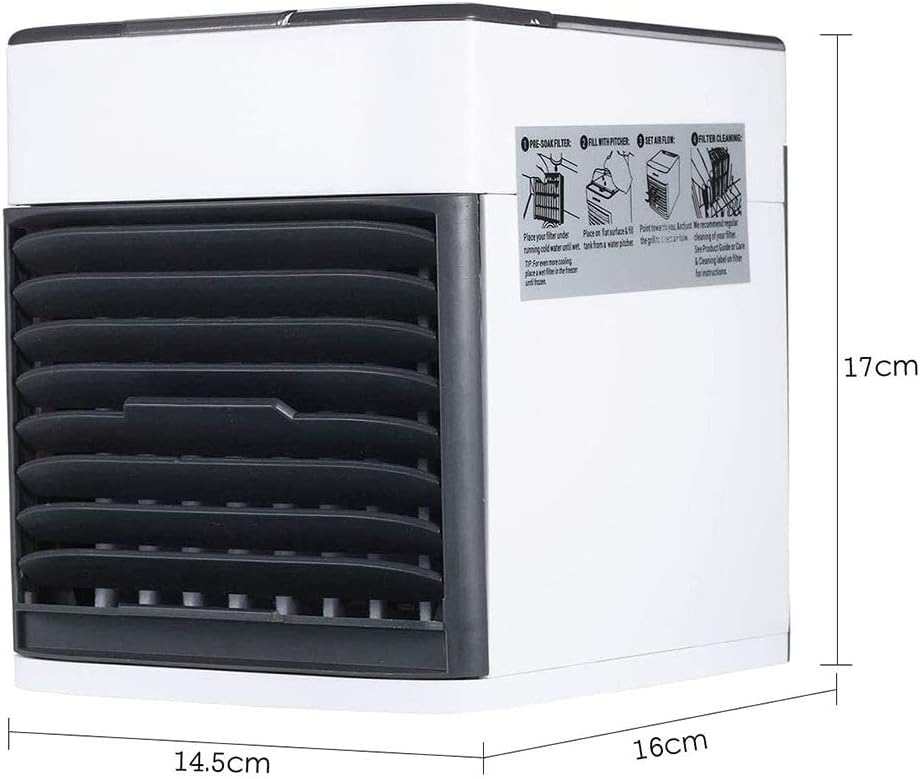 Air Cooler Portable Mobile Air Conditioner 3 in 1 Evaporative Coolers Humidifier Purifier with USB 3 Speeds Desktop Cooling Fan for Office Home Dorm Travel