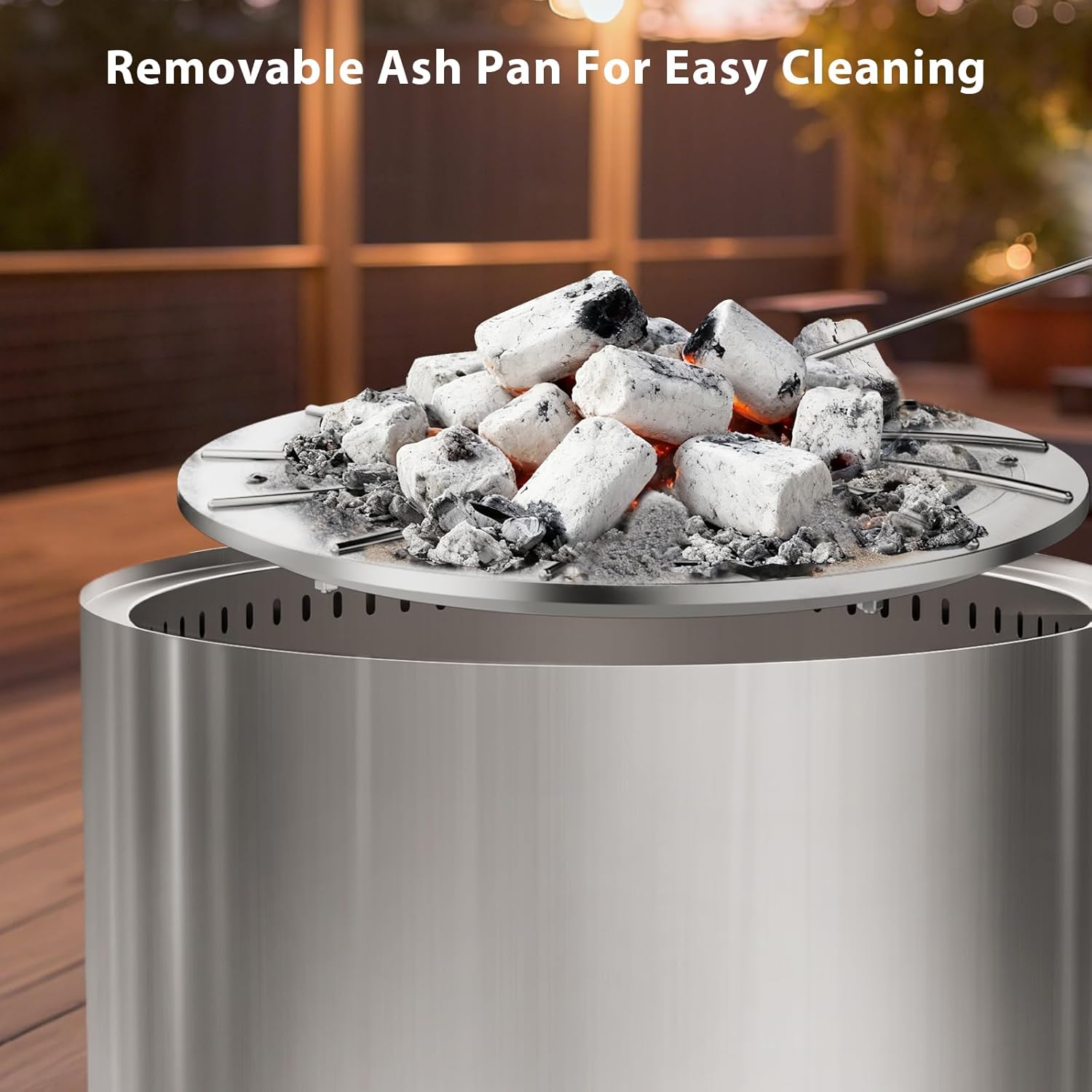 22 Inch Smokeless Fire Pit, Stainless Steel Wood Burning Outdoor Firepit for Outside Patio, Backyard, Camping and Outdoor Gatherings,Outdoor Fire Place with Removable Ash Pan