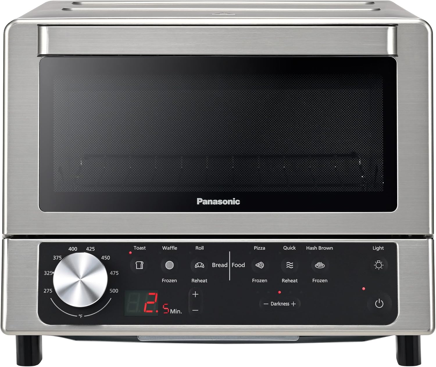 Panasonic FlashXpress Toaster Oven Countertop, Compact 4 Slice Toaster Oven w/Double Infrared Heating, PFAS-free, 6 Auto Cook Options & Precise Temperature Control, 1300W - NB-G200P (Stainless Steel)