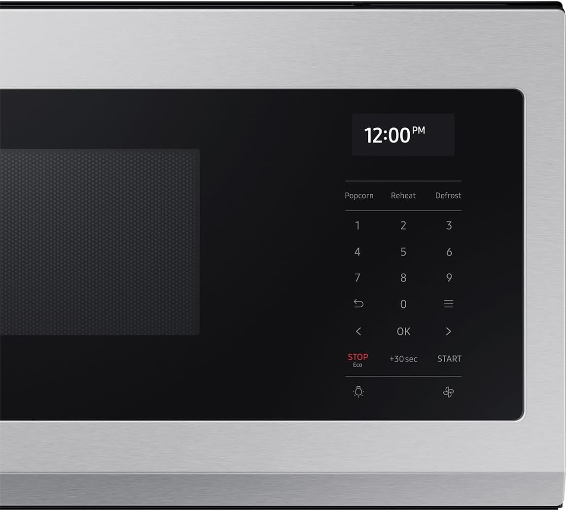 SAMSUNG 1.1 Cu Ft Smart SLIM Over the Range Microwave Oven w/ 550 CFM Hood Vent, Wi-Fi, Voice Control, LED Light Bar, Sensor Cook, 1100 Watt, ME11A7710DS/AA, Fingerprint Resistant Stainless Steel