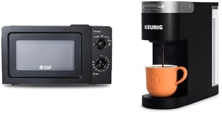 COMMERCIAL CHEF 0.6 Cubic Foot Microwave with 6 Power Levels, Small Microwave with Grip Handle & Keurig K- Slim Single Serve K-Cup Pod Coffee Maker, Multistream Technology, Black