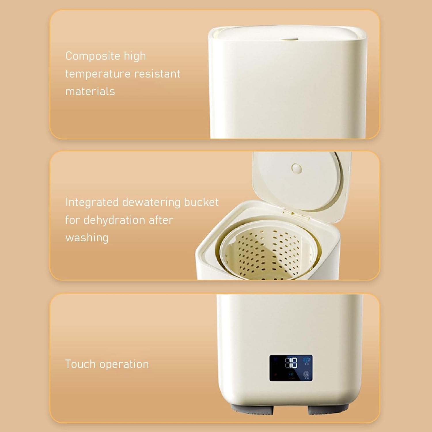 Fully Automatic Small Washing Machine 7L Large Capacity Portable Washing Machine with Spin Dryer for Dormitory Family Apartment RV 100‑240V (US Plug 100 to 240V)