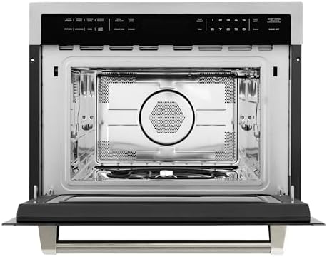 ZLINE Autograph Edition 24 in. 1.6 cu ft. Built-in Convection Microwave Oven in Stainless Steel and Polished Nickel Helix Handle (MWOZ-24-KPN)