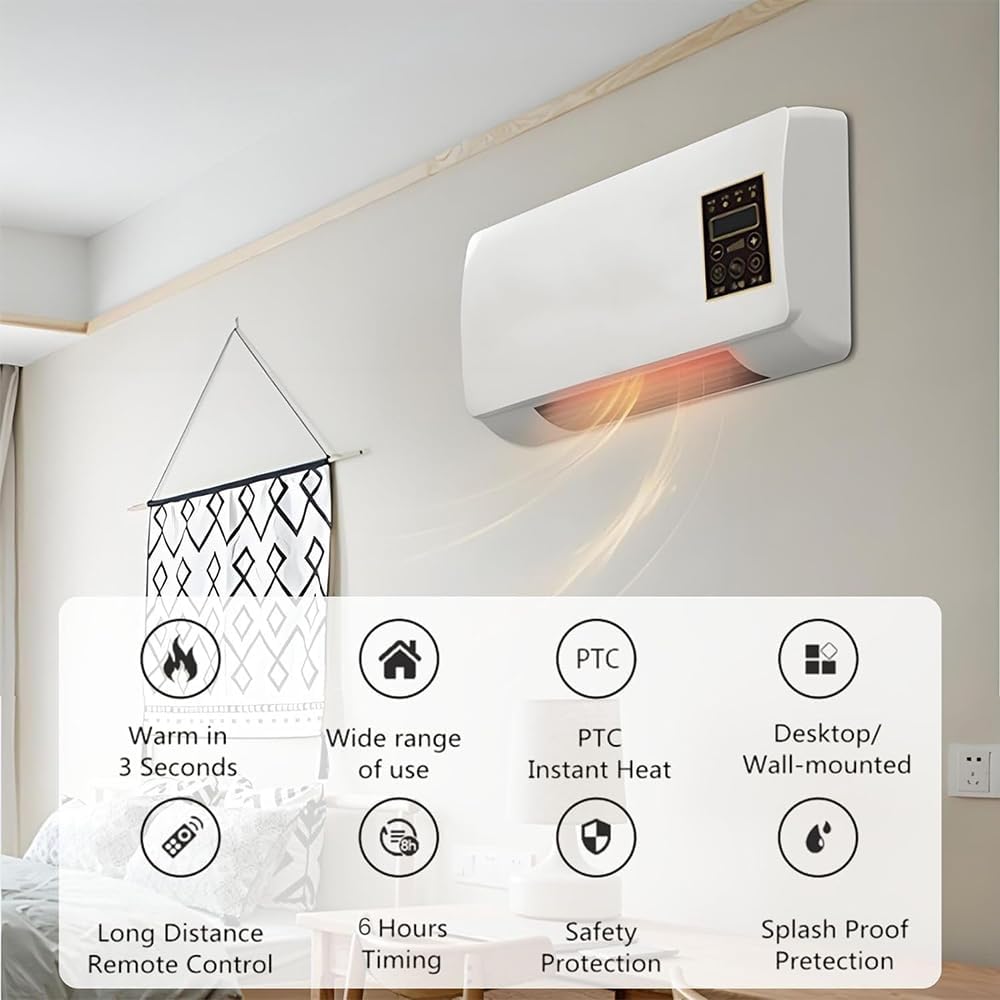 Mini Aire Acondicionado Portátil De Pared Wall Air Conditioner Fan Multifuntional Air Conditioner for Bedroom with Precise Remote Control 6h Programmable Timing