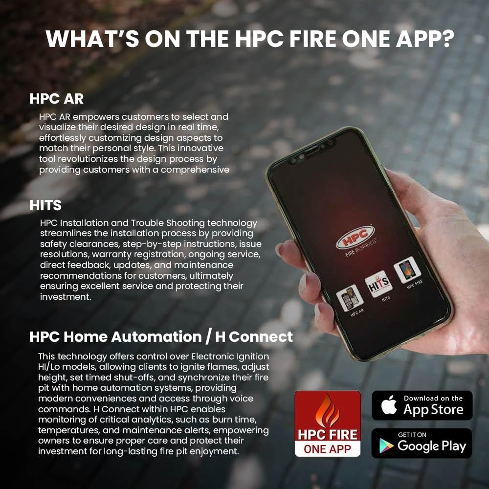 HPC Fire Push Button Flame Sensing Fire Pit Burner Kit (PENTA37FPPK-FLEX-LP), 37-Inch Bowl Pan, Propane Gas, UL Listed