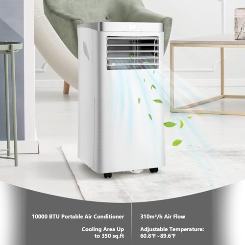 DORTALA Portable Air Conditioners 10000 BTU, AC Cooling Unit with Fan & Dehumidifier, Remote Control, 24H Timer, Window Kit, Standing AC for Bedroom, Dorm, Cools Up to 350 sq.ft