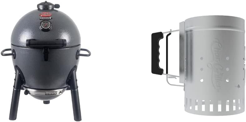 Char-Griller E86714 AKORN Jr. Kamado, Ash Portable Charcoal Grill and Charcoal Grill Chimney Starter