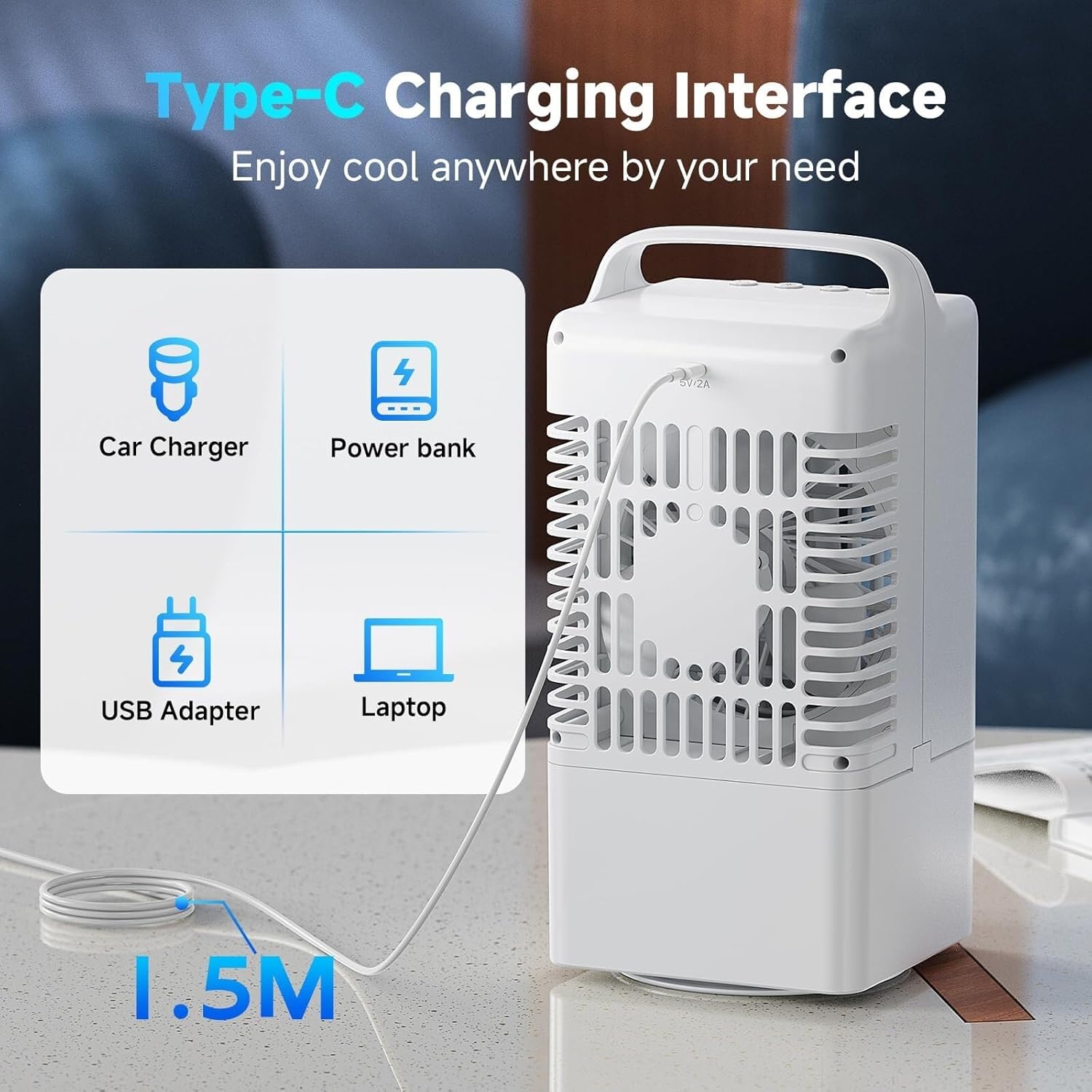 5.5in Portable Air Conditioners For Rooms 4-in-1 Cooling Dehumidifier Portable AC Unit With 900ml Water Tank Smart A/C Air Conditioner For Home/Office(White)