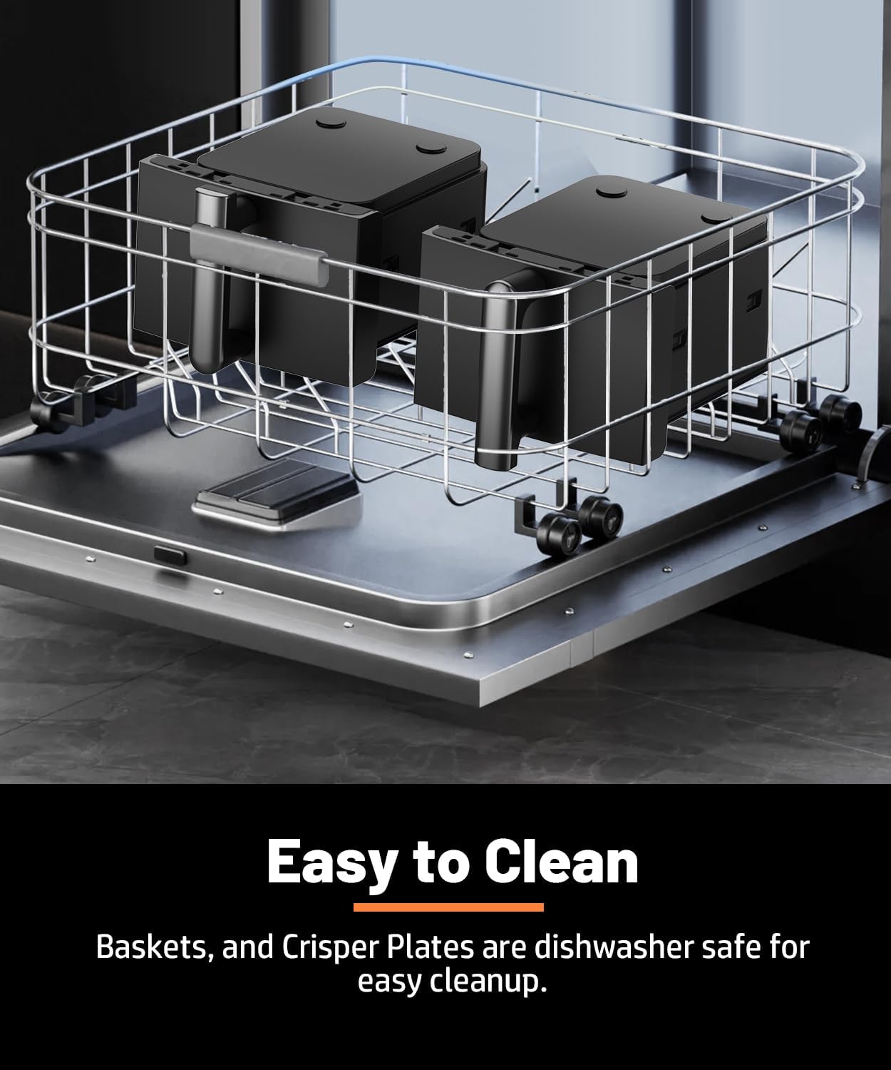 12QT Dual Layer Air Fryer Oven, 6QT×2 Capacity, Vertical 2-Basket Design, 7-in-1 Function with Broil, Roast, Bake, Reheat, Dehydrate, and Air Fry, Family Size, BPA-Free