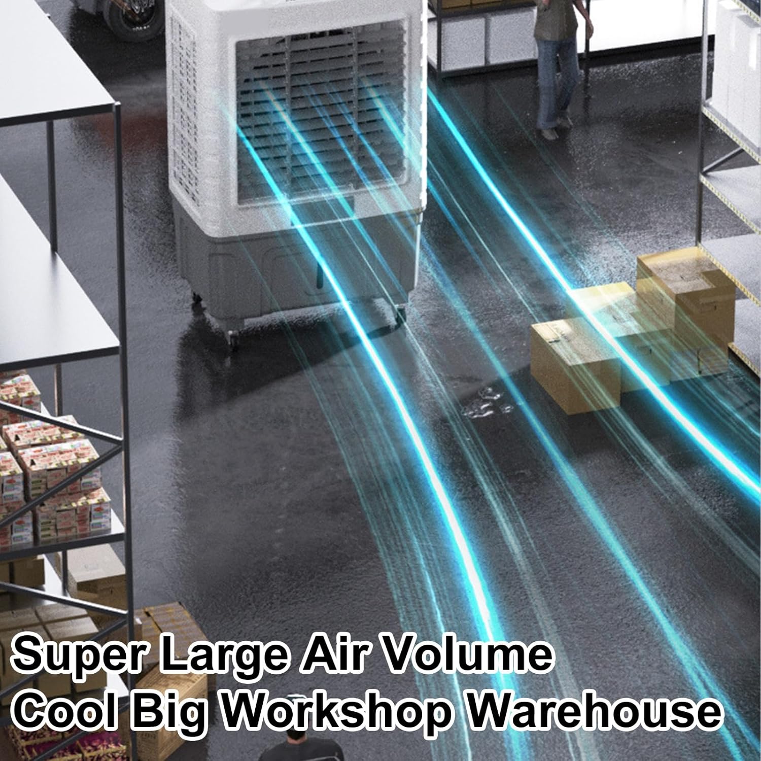 Evaporative Air Cooler Portable Air Conditioner, Fan Cooler with 120° Oscillating, 3 Wind Speeds, Evaporative Cooler for Outdoor Indoor Use(Size:102cm/55L)