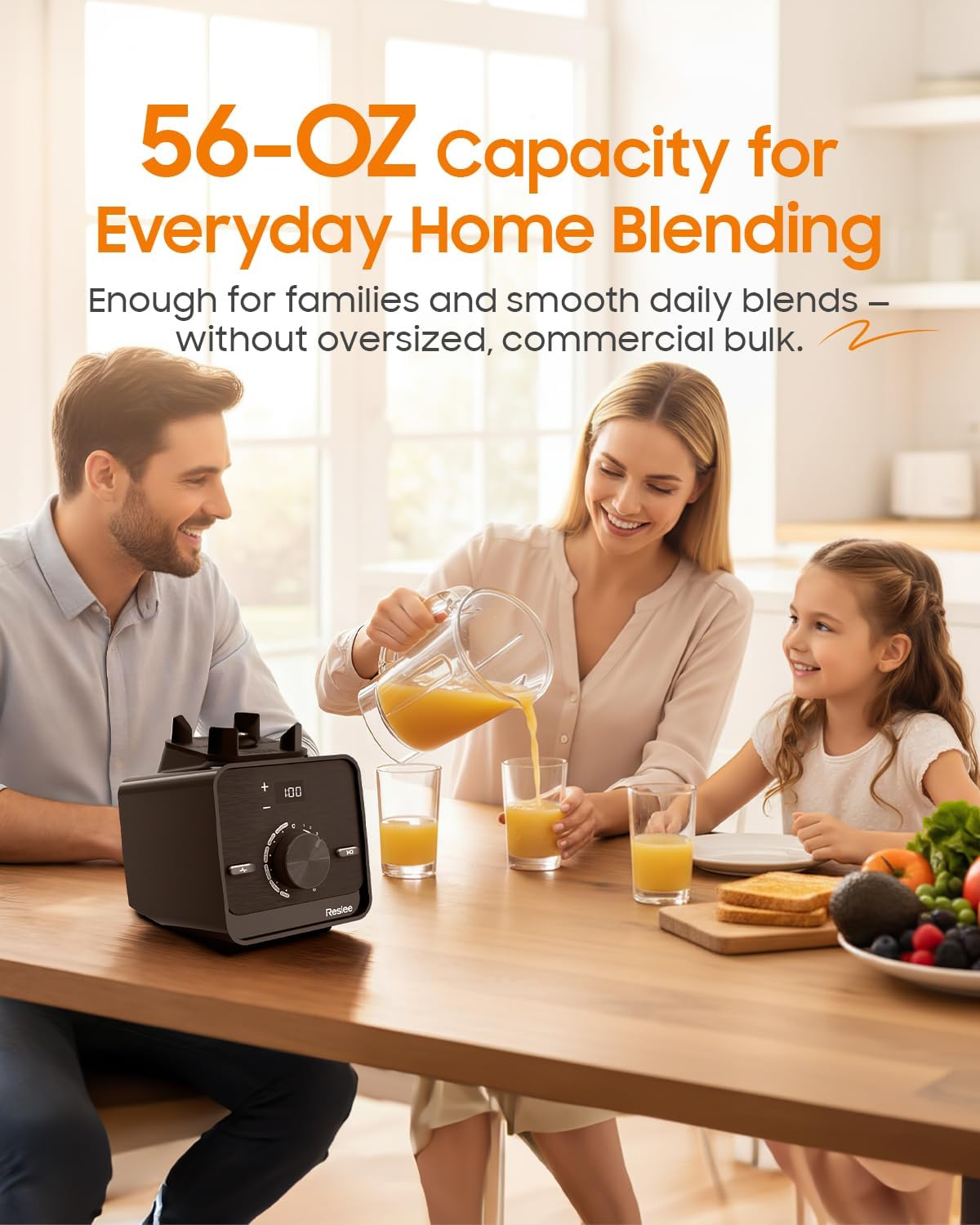 Countertop Smoothie Blender for Home, Ultra-Smooth Results for Smoothies & Protein Shakes, Blends Frozen Fruit & Ice, 56oz BPA-Free Tritan™ Jar, 10 Speeds & 6 Presets