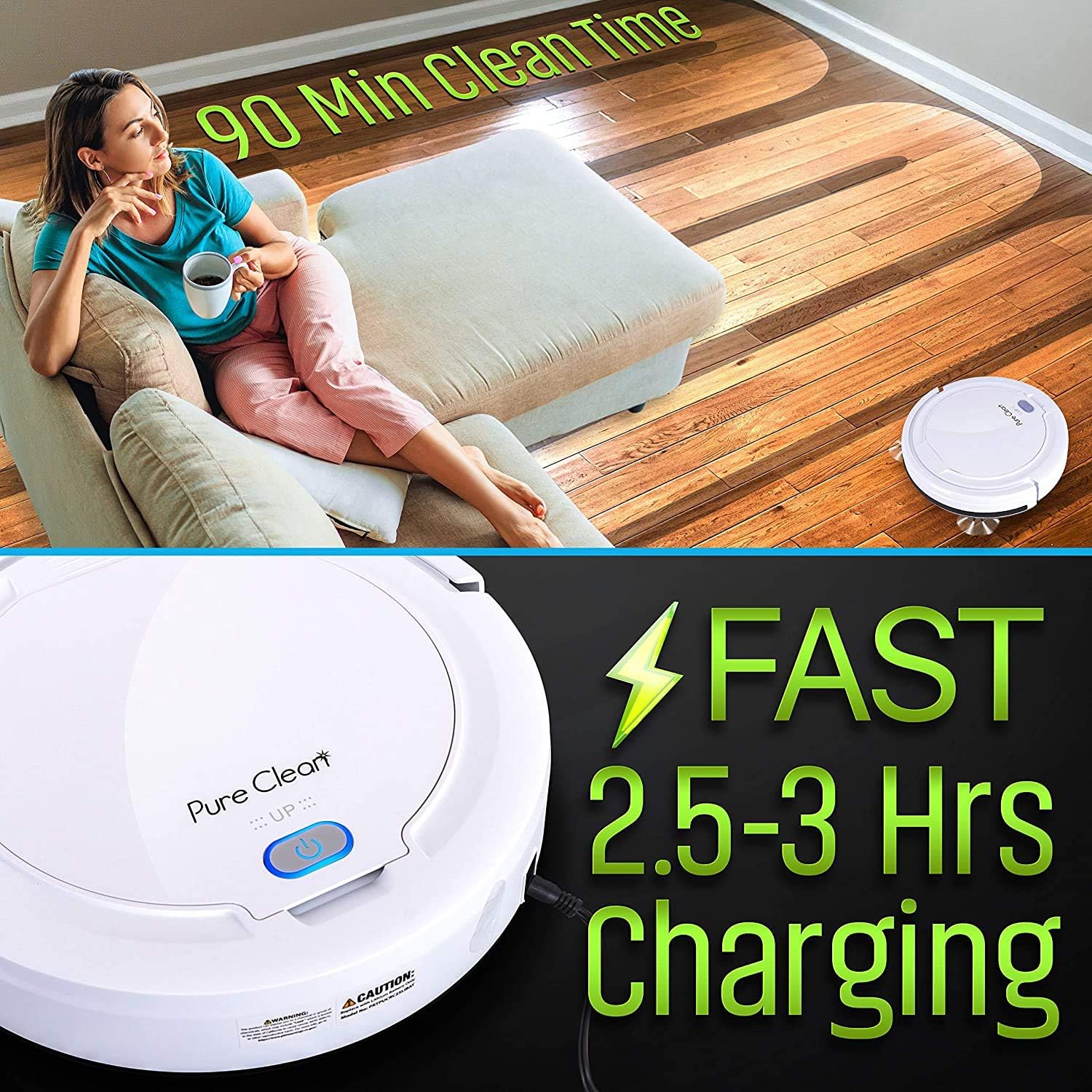 SereneLife PURE CLEAN Smart Automatic Robot Vacuum Cleaner-Slim Rechargeable Electric Robo Vacuum Cleaner w/,Self Programmed Navigation,Anti-Fall Sensors-Carpet,Hardwood,Linoleum,Tile-PUCRC25PLUS.5