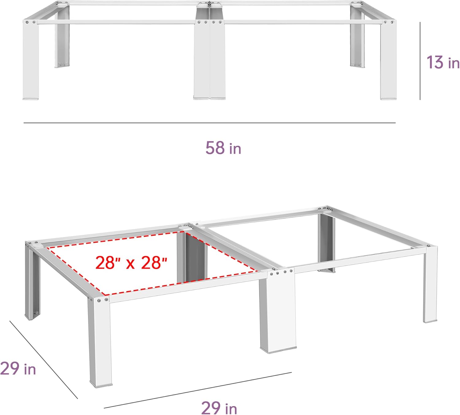 Washer Dryer Pedestal Stand, Laundry Pedestal Set, Universal Design Fits all Major Brands, Heavy Duty Frame, Thick Anti Vibration Pads, White