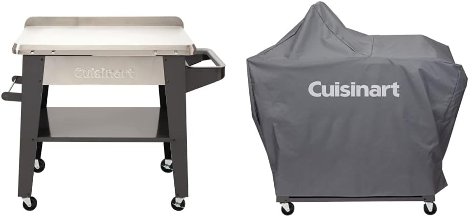 Cuisinart Outdoor Grill Accessories Bundle with Stainless Steel Prep Table (CPT-194) + Protective Cover (CGWM-095)