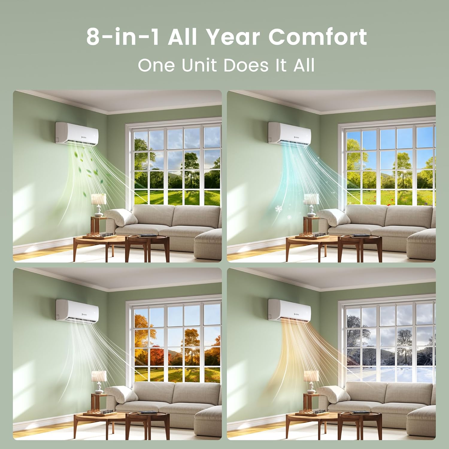 Waykar 12000BTU Wifi Enabled Mini Split Air Conditioner & Heater with Inverter, 20.5 SEER2 115V Wall-Mounted Ductless AC Unit Cools up to 750 Sq. Ft, Compatible with Alexa