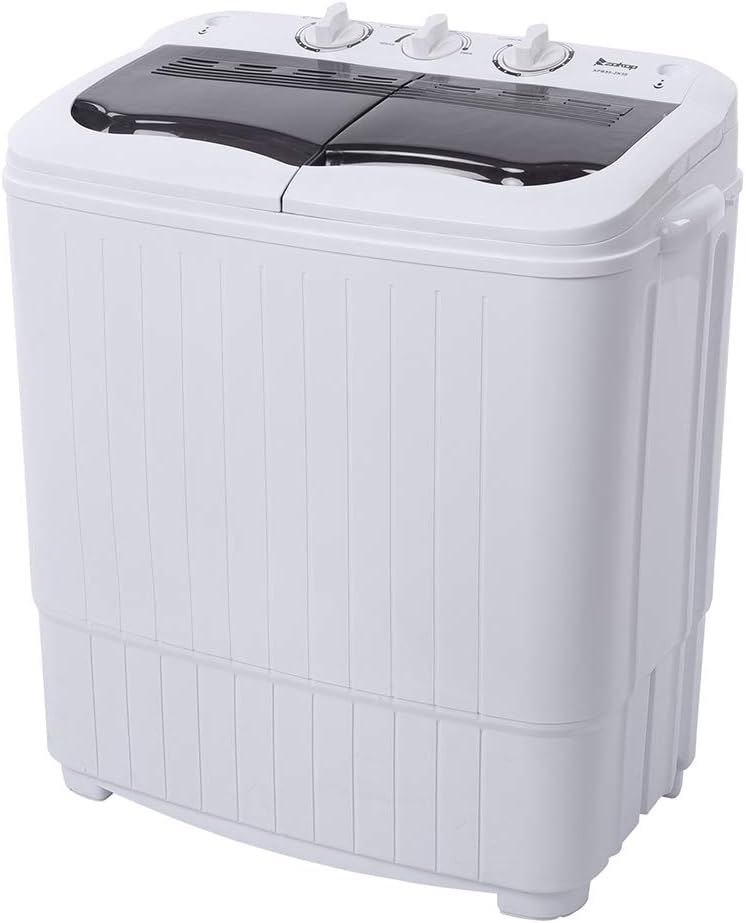 Portable Washing Machine,14.3lbs Twin Tub Washer Mini Compact Laundry Machine with Drain Pump, Semi-automatic Washer for Dorms, Apartments, RVs