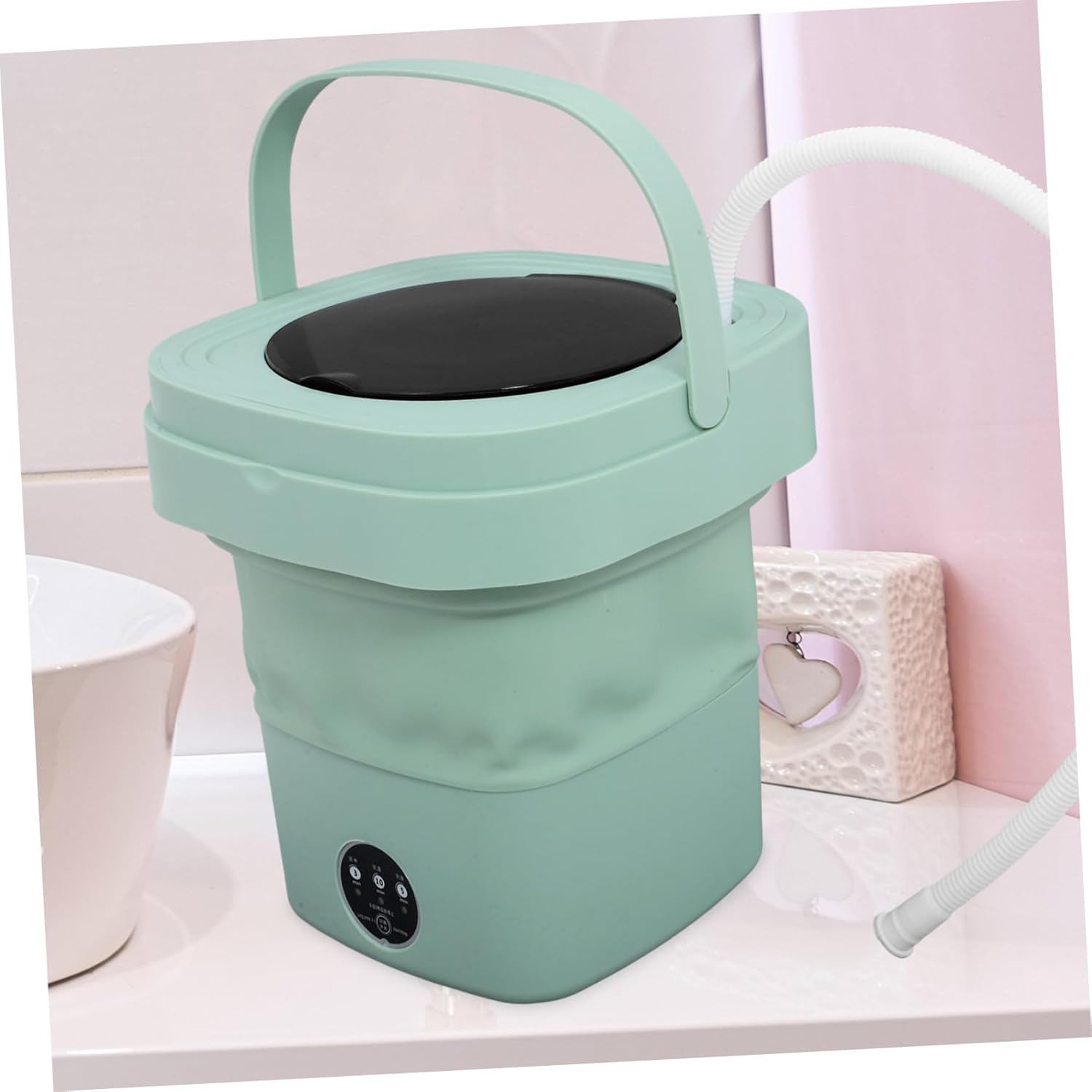 Compact Mini Washing Machine Portable Touchscreen Operated Bucket Washer Easy Storage Multi-function Modes Mini Washer for Home Dorm