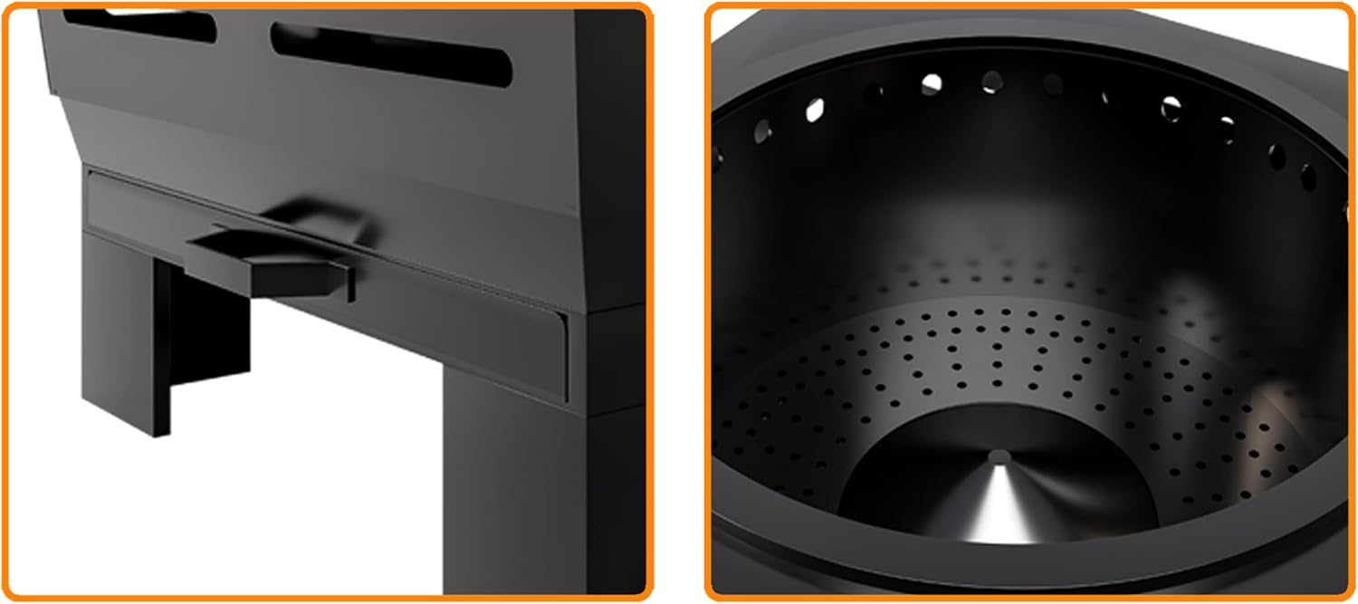 Fire Beauty Fire Pit with Stand,Smokeless Wood Burning Firepit with Ash Pan,Portable Outdoor Firepit with Cooking Grate & Poker For Camping,Backyard|L:23''xW:23''xH:17'',28.6lbs