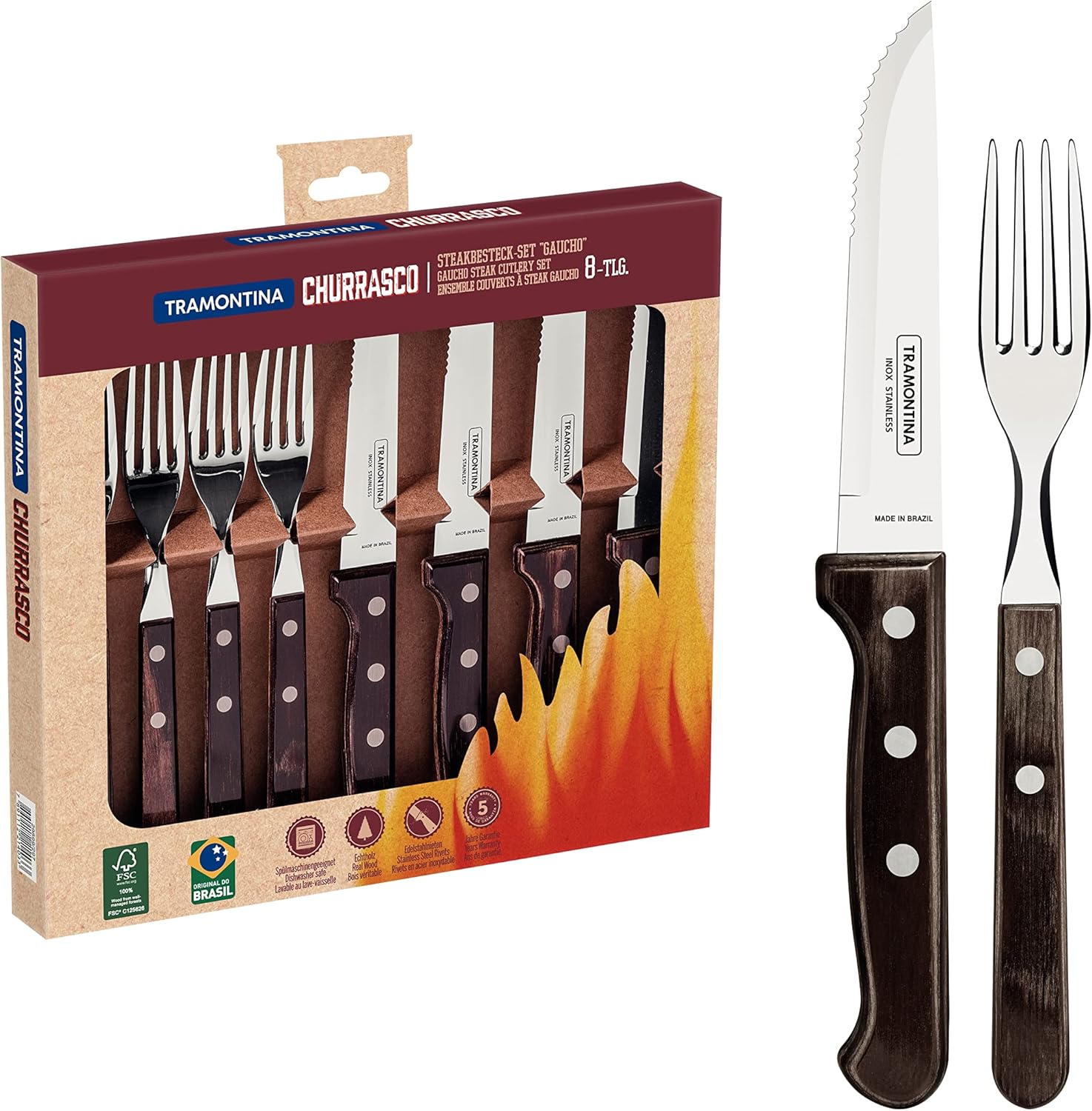 Tramontina 29899/297 Barbecue Set - Light Black (8-Piece)