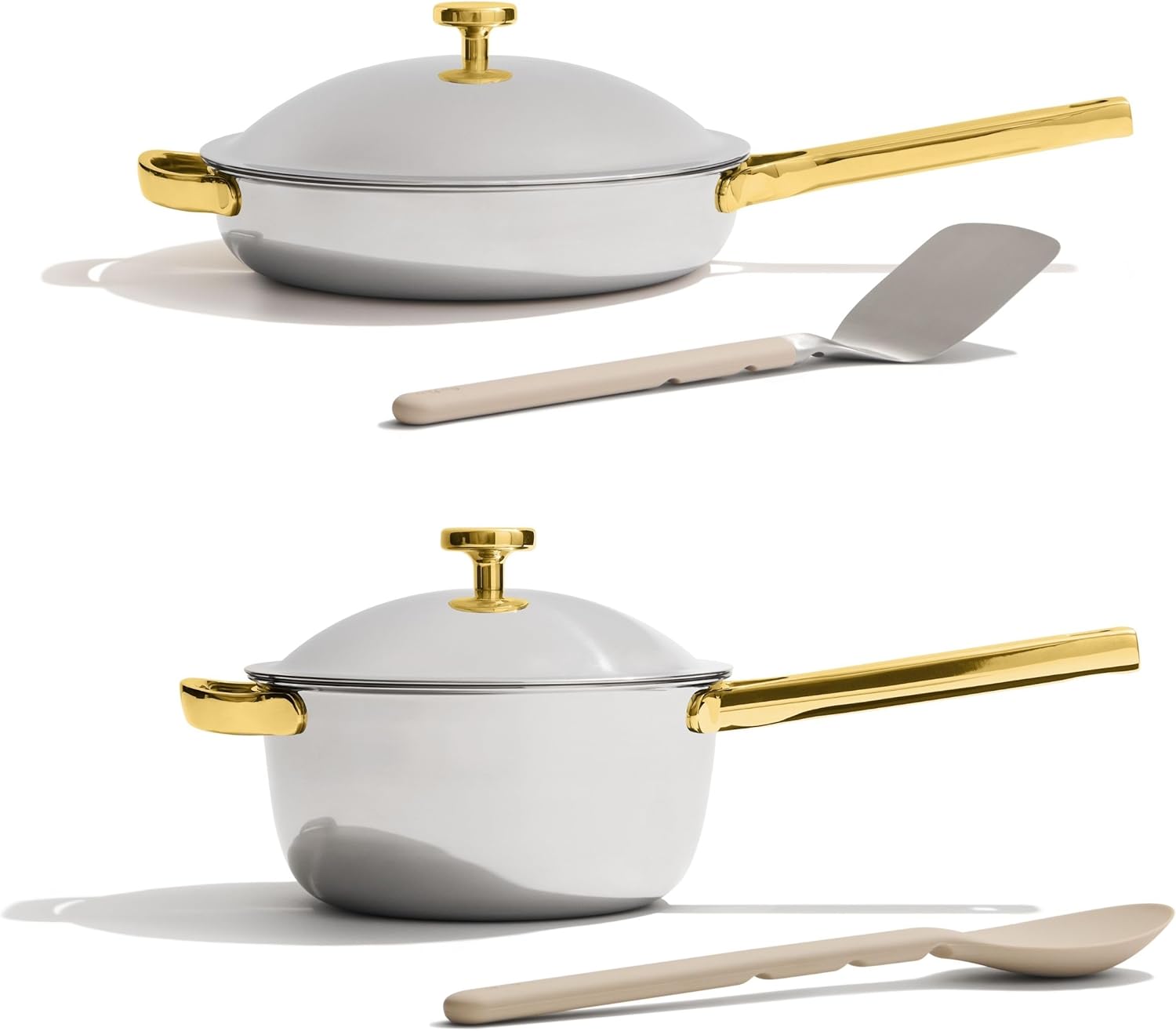 Our Place Titanium Pro Mini Cookware Duo | Always Pan Pro & Perfect Pot Pro | Coating-Free Nonstick | Tri-Ply Titanium & Stainless Steel | Safe for Oven, Induction & All Cooktops up to 750°F | Gold