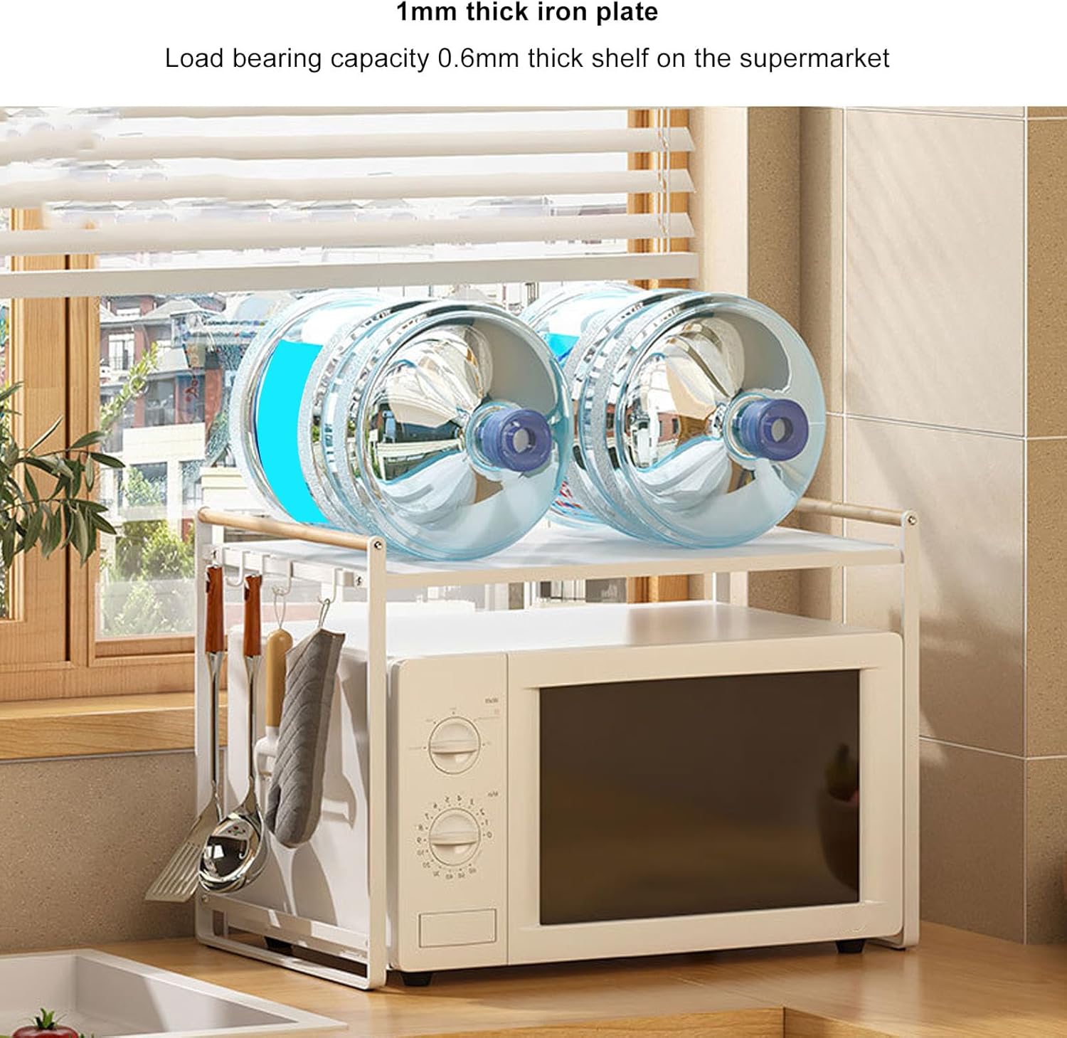 TOPINCN Microwave Oven Rack, Heavy Duty Carbon Steel Storage Shelf with 44lbs Load Capacity, for Kitchen Countertop Organizing Bottles Bowls Plates