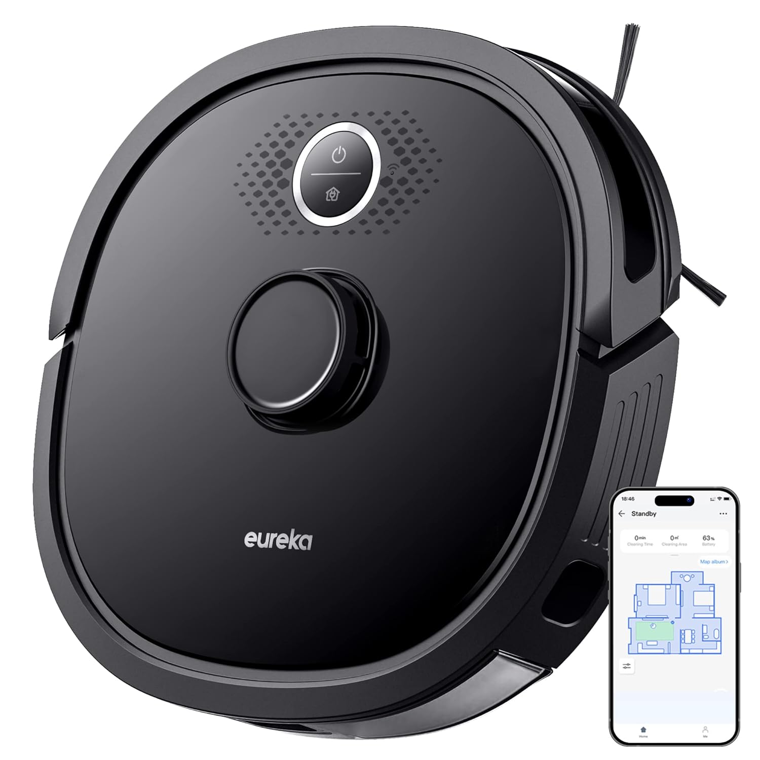 EUREKA Robotic Vacuum Cleaner, NER650 2000Pa Robot Vacuum with LDS Navigation, Smart Mapping and Wi-Fi Connected for Carpet Floor with Alexa Google Assistant Black