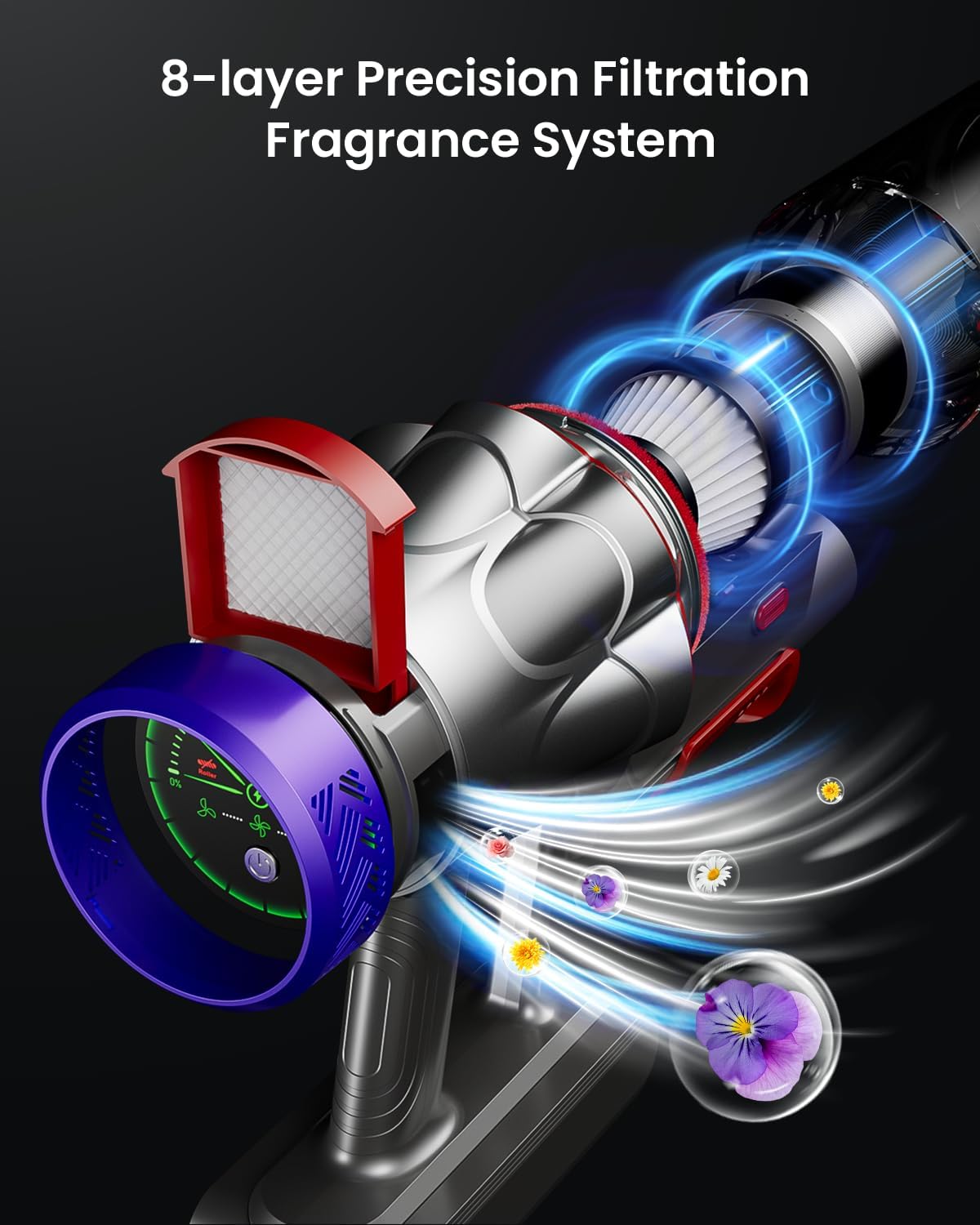 Cordless Vacuum Cleaner, 55KPa 650W 70Mins Vacuum Cleaner for Home, Anti-Tangle Self-Standing Stick Vacuum with Scented Tablet, Upgraded Dust Cup Scraping, Vacuum Cordless for Pet Hair/Carpet/Floors