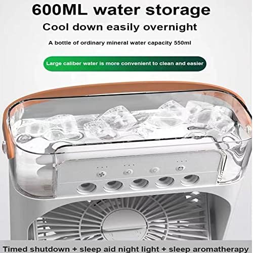 Mini Portable Air Conditioner, Usb Evaporative Cooler, 3 Speed Adjustment, 7 Color Led Humidifier, Office And Outdoor Dual Use (Green)