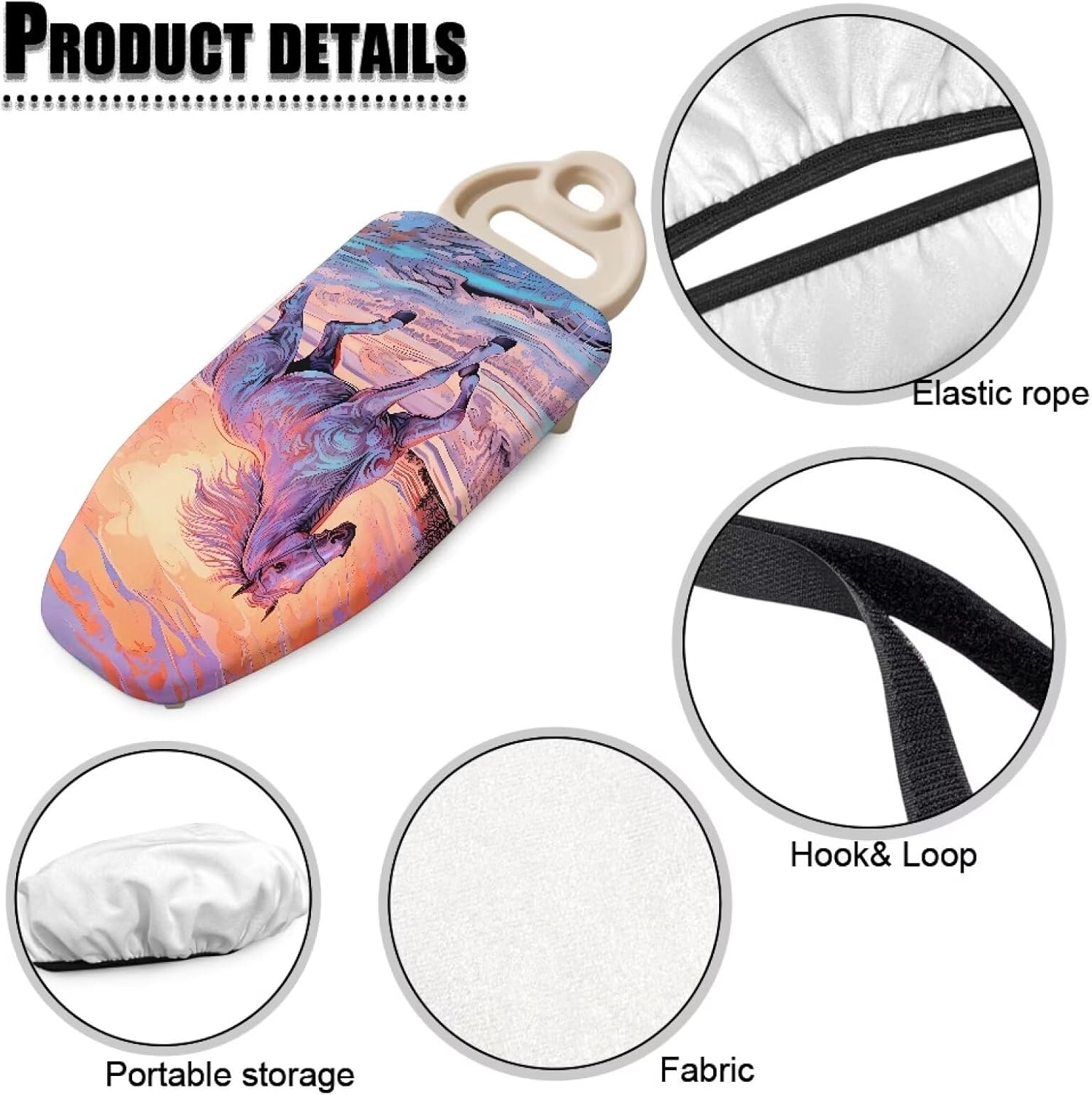 Horse Ironing Board Cover 14 x 24 Inch Small Ironing Board Cover and Pad Foldable Household Essentials for Home Dorm Travel (Board not Included)