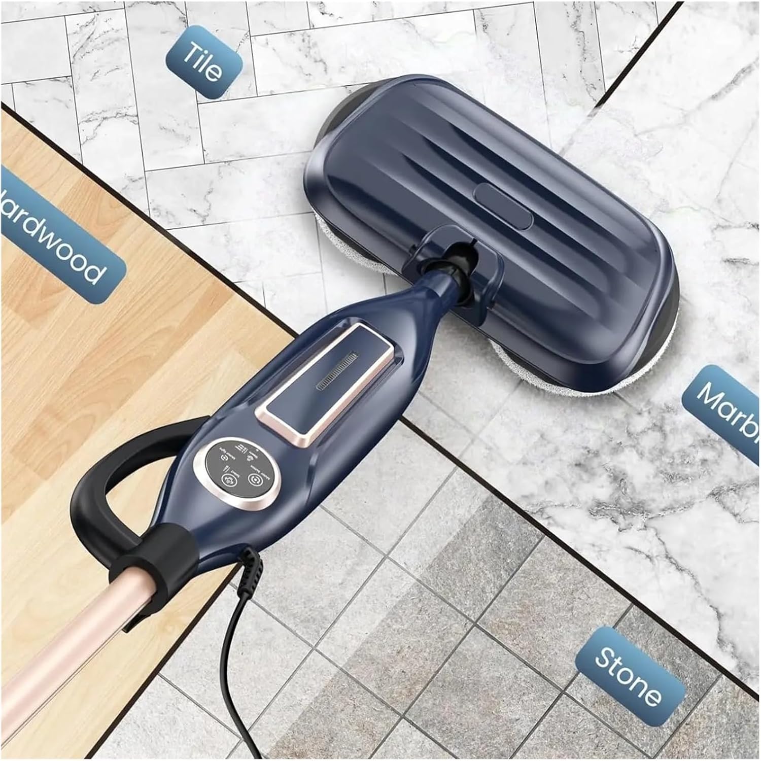 Scrubbing Steam Mop With Rotating Mop Pads 10 In 1 Lightweight Spin Mop 3 Steam Mode LED Headlights For Hard Floor Tile Compatible With INSE VM6(Khaki)