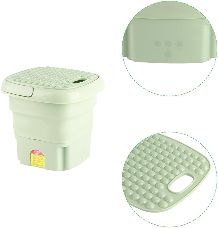 Portable Washing Machine, 11L Upgraded Capacity Foldable Washer with 3 Modes Mini Compact Washing Machines Deep Cleaning Underwear for RV Apartments Camping Dorm Hotels US Plug 110V-240V(Green)