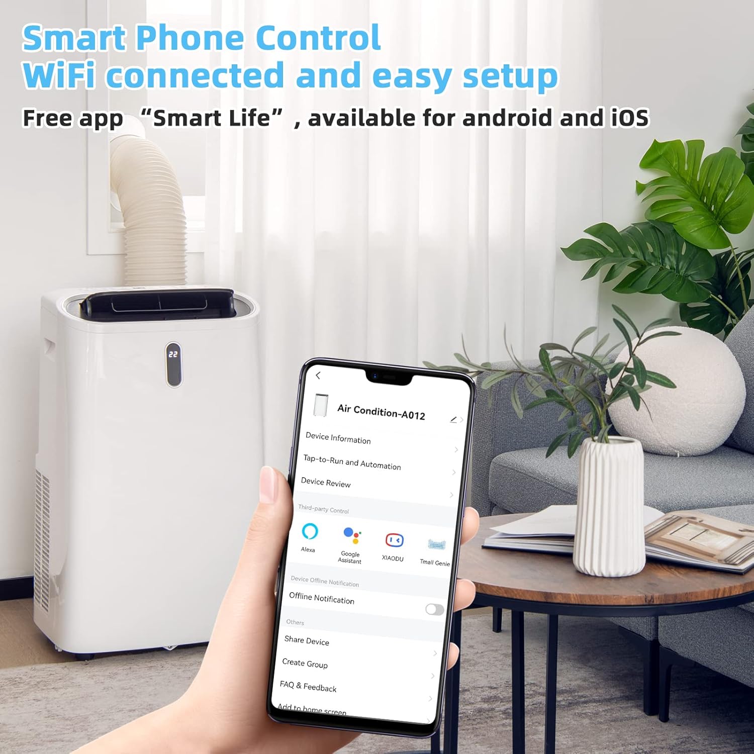 LDAILY 4-in-1 Portable Air Conditioner w/Remote Control, 14000 BTU AC Unit w/Cool, Heat, Fan, Dry & Sleep Mode, Smart Phone Control, Cools Up to 450 sq.ft, Air Cooler w/Window Kit (14000 BTU)