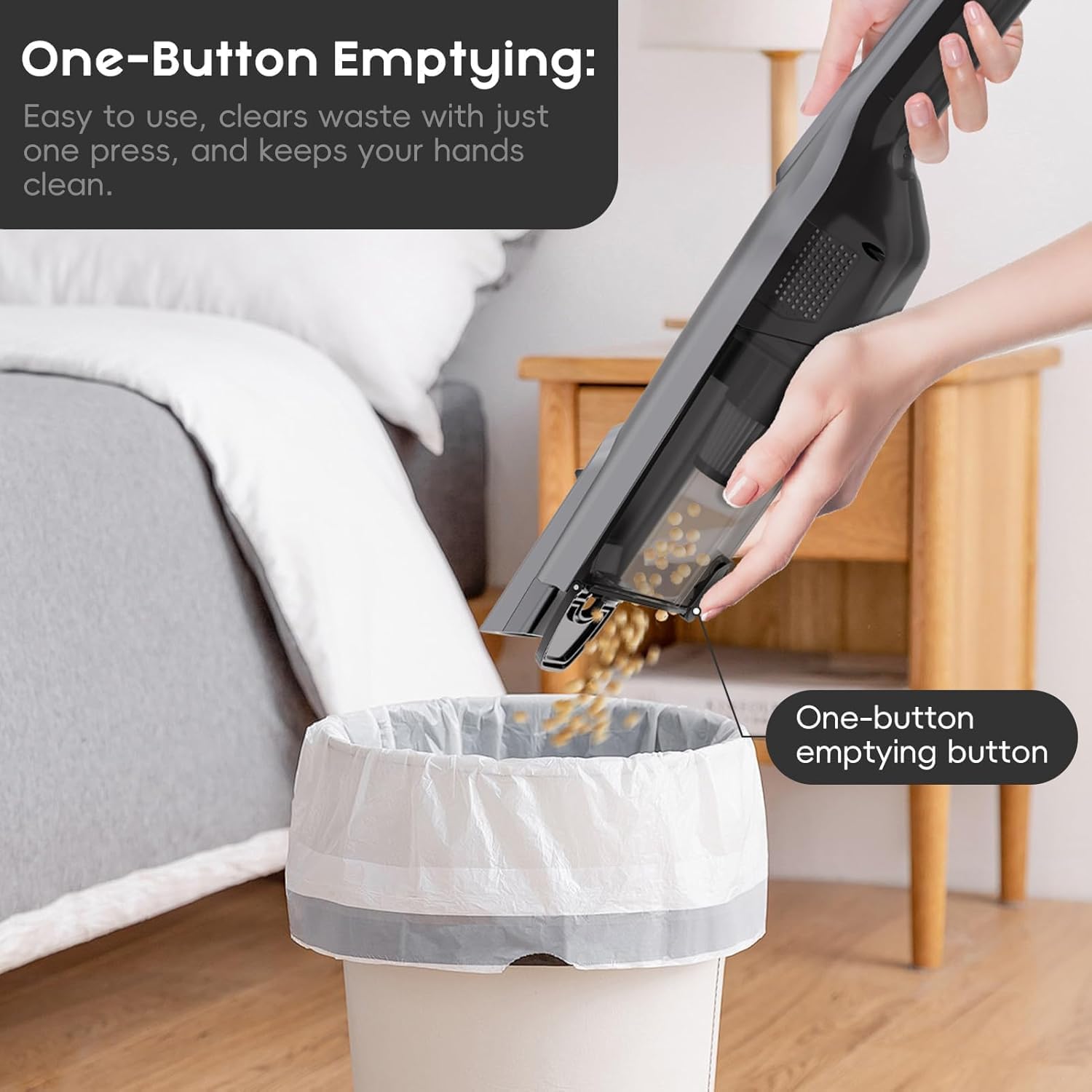 Cordless Handheld Vacuum, Lightweight Portable Hand Vacuum Cleaner with LED Light,Rechargeable Hand Held Vacuum with One-Touch Empty, Powerful Suction for Office, Home,Car,Gray